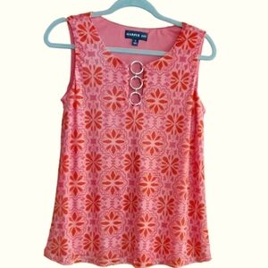 Harper 241 NWOT Orange & Pink Hippiecore 60s Inspired Sleeveless Top Size Small